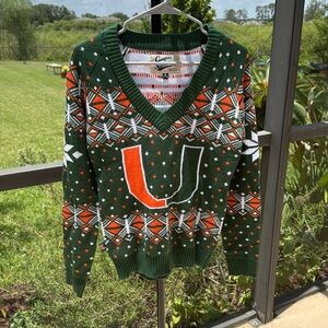Campus Specialties U Miami hurricanes sweater green/ orange NWOT